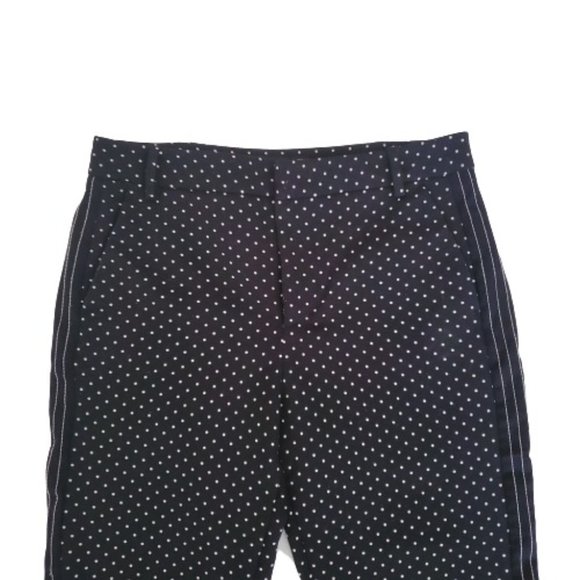 ZARA Basic Women's Polka Dot Striped Sides Flat Front Black Crop Pants Size XS - Picture 8 of 12